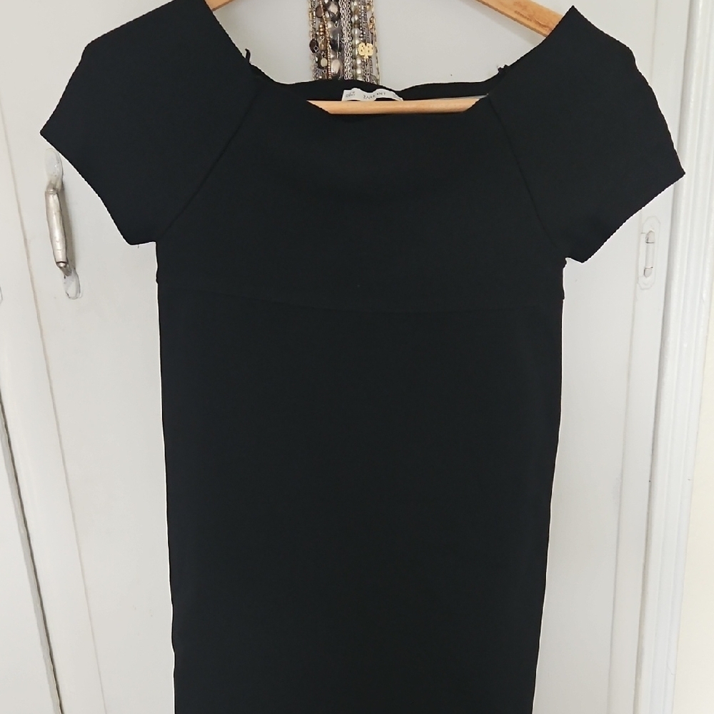Zara Black Sheath Mini Dress with Square Neck